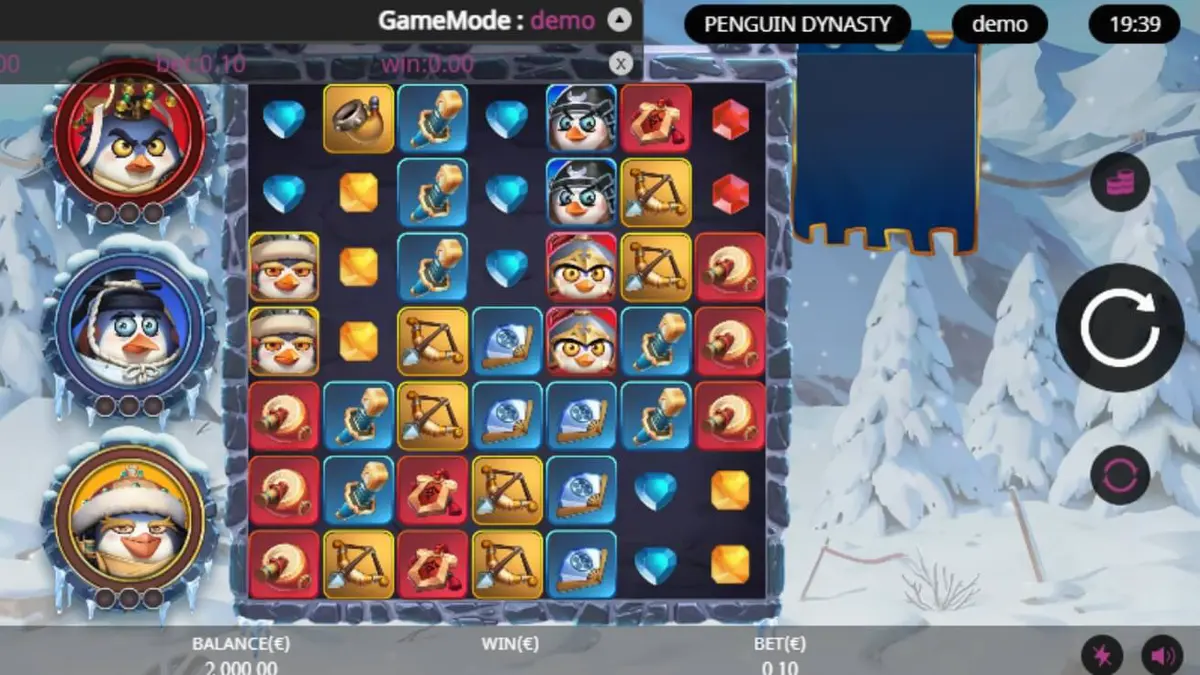 Neon-lit na tema ng Penguin Dynasty slot game
