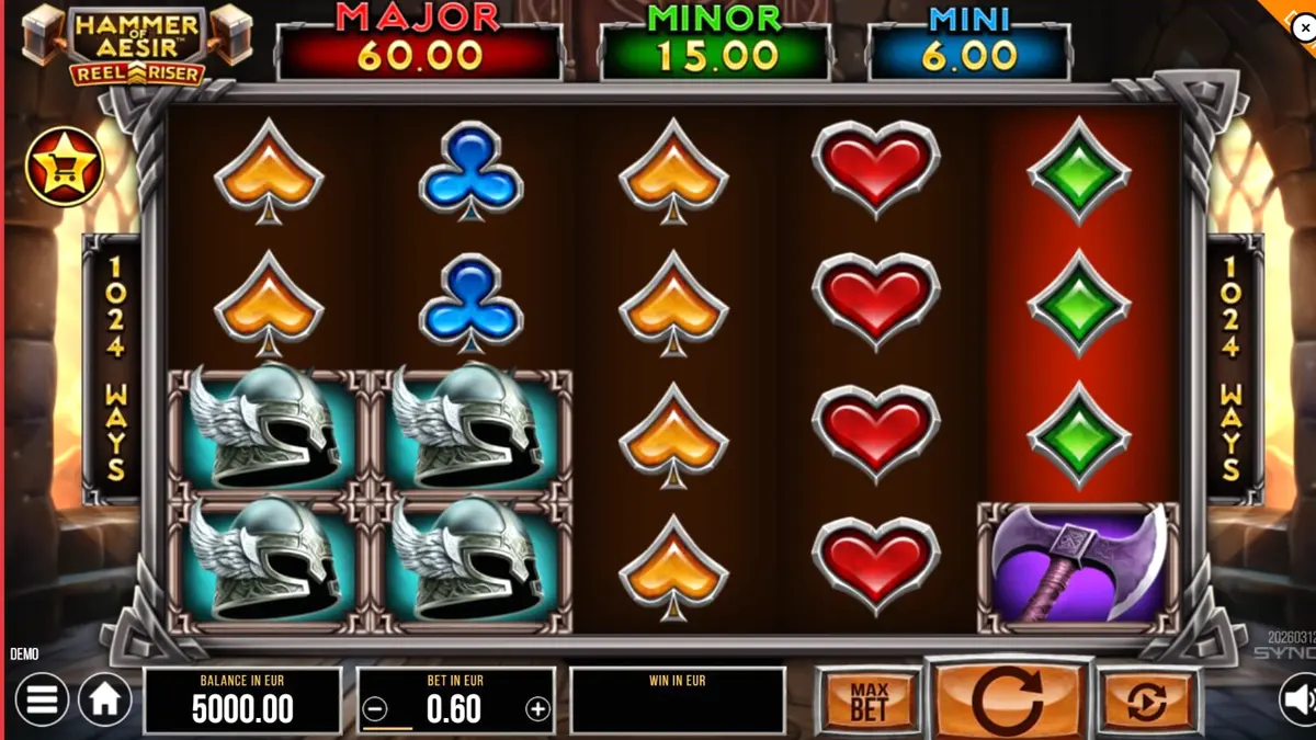 Hammer of Aesir slot machine interface na may Norse mythology theme